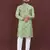 Green embroidered silk straight kurta