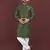 Green embroidered silk straight kurta
