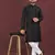 Black embroidered silk straight kurta