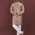 Brown embroidered silk straight kurta