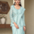 Light Sky Blue embroiderd art silk saree with jacket