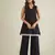Women black cotton poplin lace detailed tunic with pant co-ord set