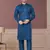 Blue pure silk with embroidery and sequence work kurta pyjama for mens wear