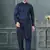 Navy pure silk with embroidery and sequence work kurta pyjama for mens wear
