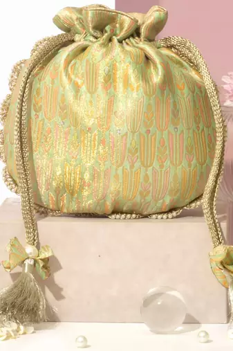 Multicolor silk woven potli bag