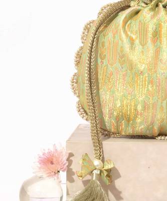 Multicolor silk woven potli bag 3