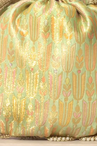 Multicolor silk woven potli bag