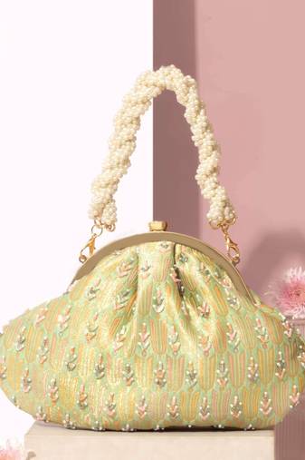 Multicolor silk embroidered hand bag