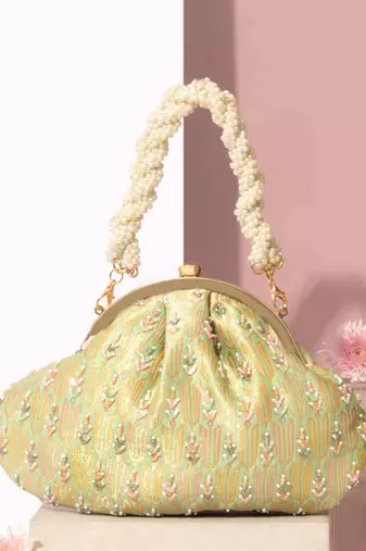 Multicolor silk embroidered hand bag