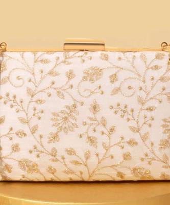White suede embroidered sling bag 2