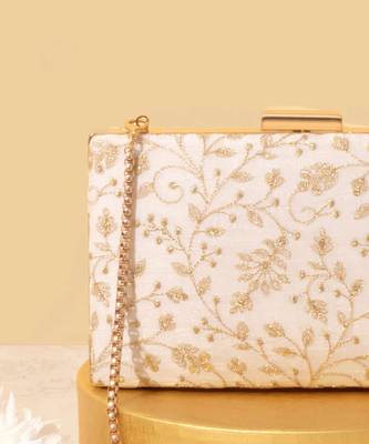 White suede embroidered sling bag 3
