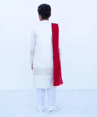 White embroidered georgette sherwani set 2