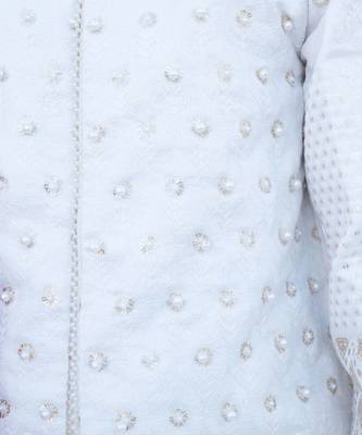 White embroidered georgette sherwani set 3
