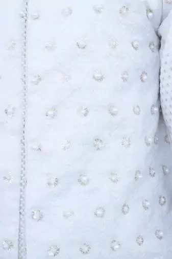 White embroidered georgette sherwani set
