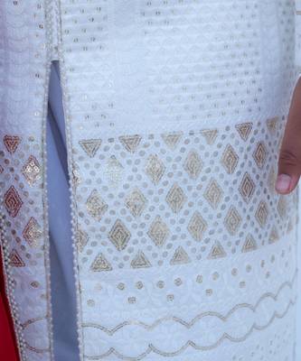 White embroidered georgette sherwani set 4
