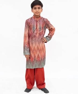 Multicolor sequin embroidered Net kurta Set 1