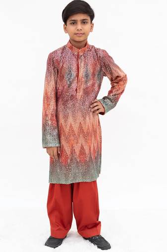 Multicolor sequin embroidered Net kurta Set