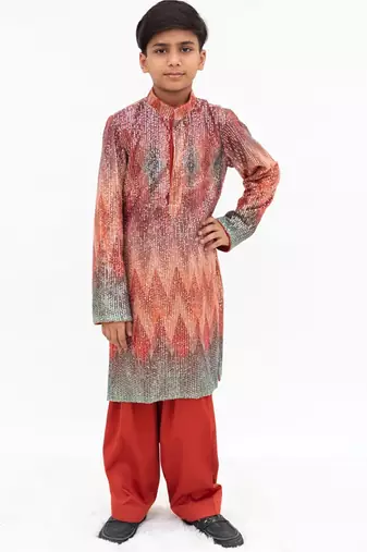 Multicolor sequin embroidered Net kurta Set