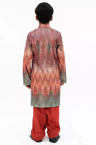 Multicolor sequin embroidered Net kurta Set