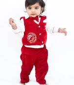 Red Plain velvet waist coat set