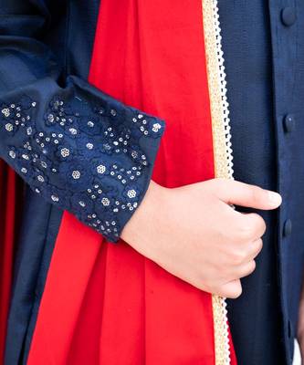Blue Embroidered silk Sherwani Set 2