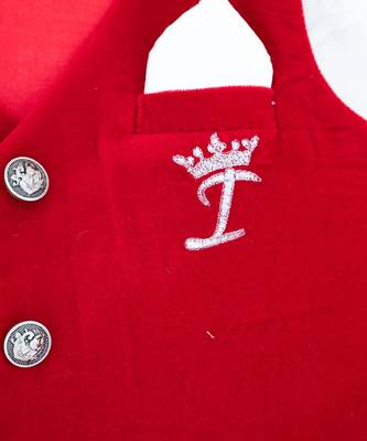 Red Plain velvet waist coat set 3