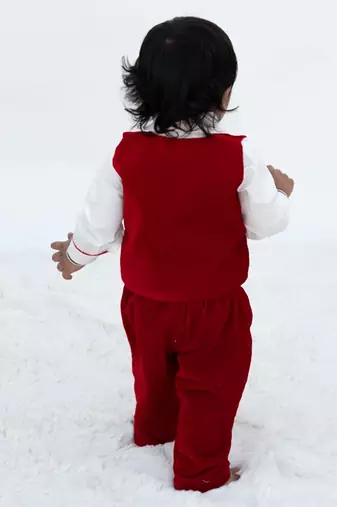 Red Plain velvet waist coat set