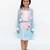 Pink plain cotton silk Co Ord Set With blue Jacket