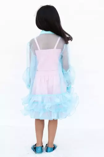 Pink plain cotton silk Co Ord Set With blue Jacket
