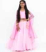 Pink organza plain lehenga for girls