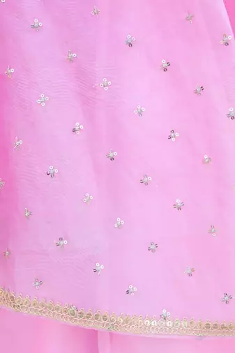Pink organza plain lehenga for girls