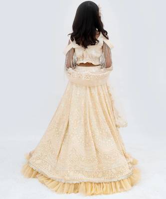 Beige georgette embroidered lehenga for girls 4