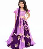 Purple georgette embroidered lehenga for girls