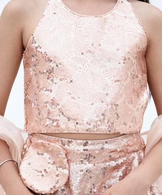 Peach net embroidered lehenga for girls 3