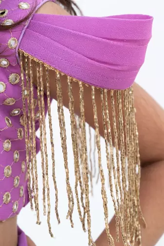 Purple georgette embroidered lehenga for girls