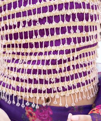 Purple organza printed lehenga for girls 2