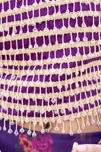 Purple organza printed lehenga for girls