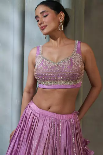 Purlpe Viscose Tissue Embroidered Stitched Lehenga Choli With Duptta 