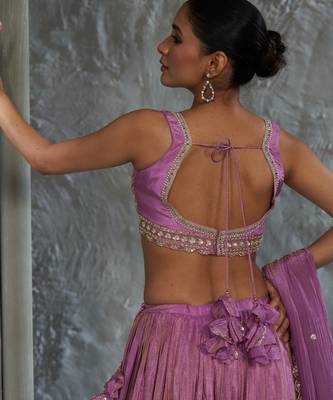 Purlpe Viscose Tissue Embroidered Stitched Lehenga Choli With Duptta  4