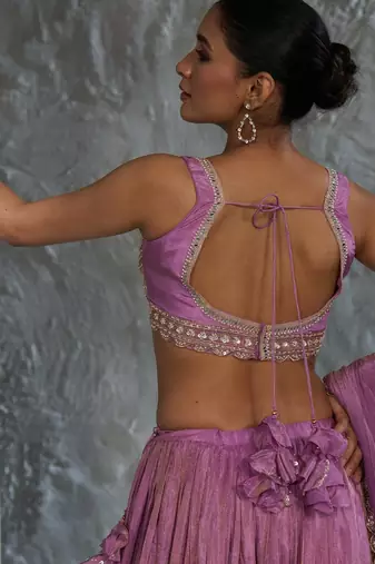 Purlpe Viscose Tissue Embroidered Stitched Lehenga Choli With Duptta 