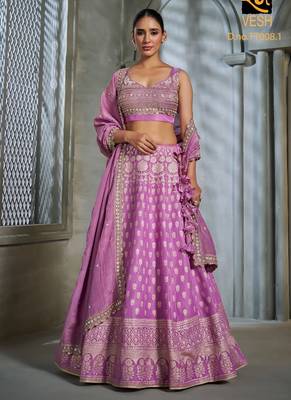 Purlpe Viscose Tissue Embroidered Stitched Lehenga Choli With Duptta  1