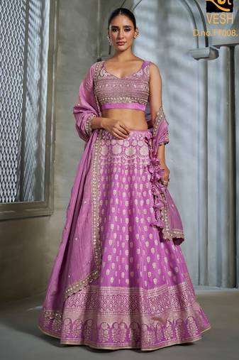 Purlpe Viscose Tissue Embroidered Stitched Lehenga Choli With Duptta 