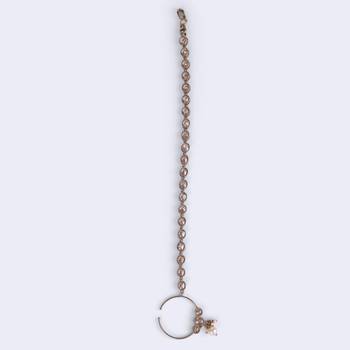 Traditional round shape crystal gold plated nose ring with chain(nathiya) 3