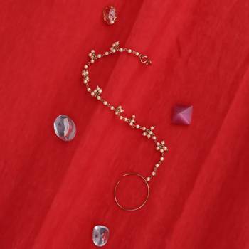 Traditional round shape gold plated nose ring with chain(nathiya)  1