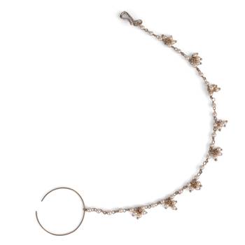 Traditional round shape gold plated nose ring with chain(nathiya)  2