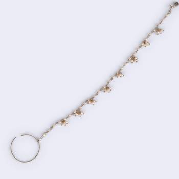 Traditional round shape gold plated nose ring with chain(nathiya)  3