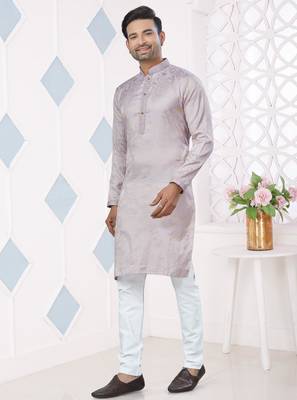 Levender jecquard with pintex work kurta pyjama for mens wear 1