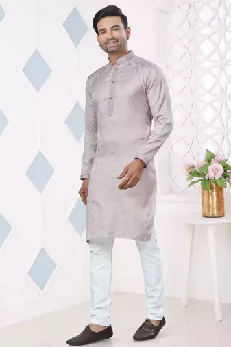 Levender jecquard with pintex work kurta pyjama for mens wear