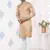 Light Brown jecquard with pintex work kurta pyjama for mens wear