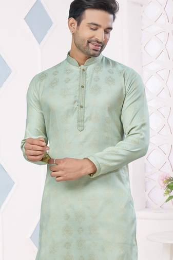 Pista jecquard with pintex work kurta pyjama for mens wear